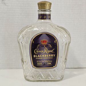 Crown Royal Blackberry Whiskey Bottle EMPTY 750mL Canadian Collectible Bar Decor